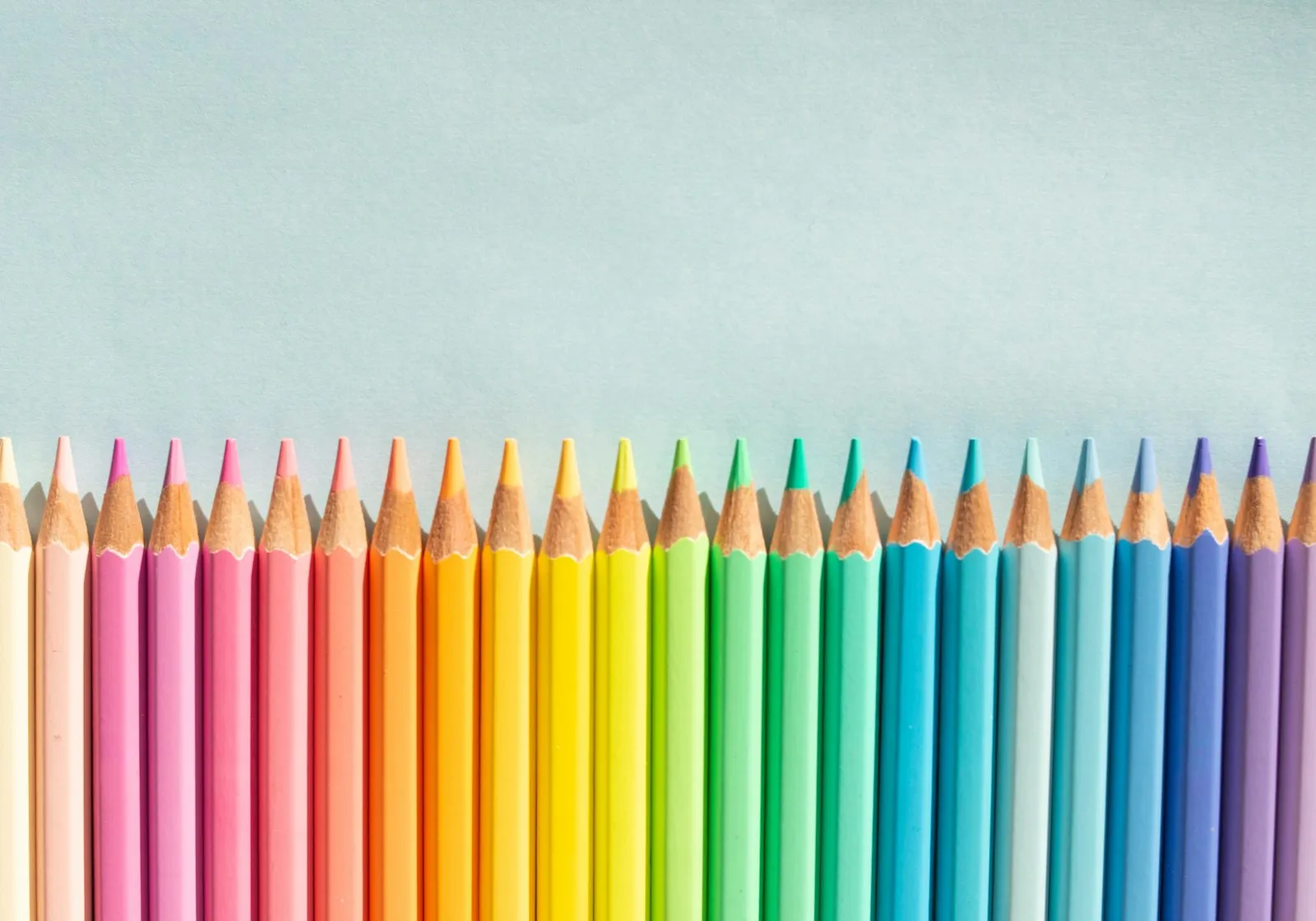 Lápices de todos los colores en fila